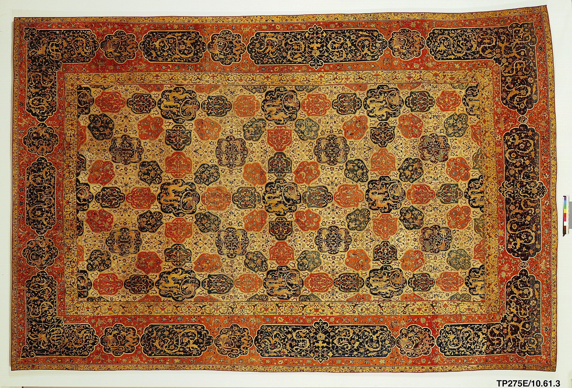 A patterned carpet laid flat